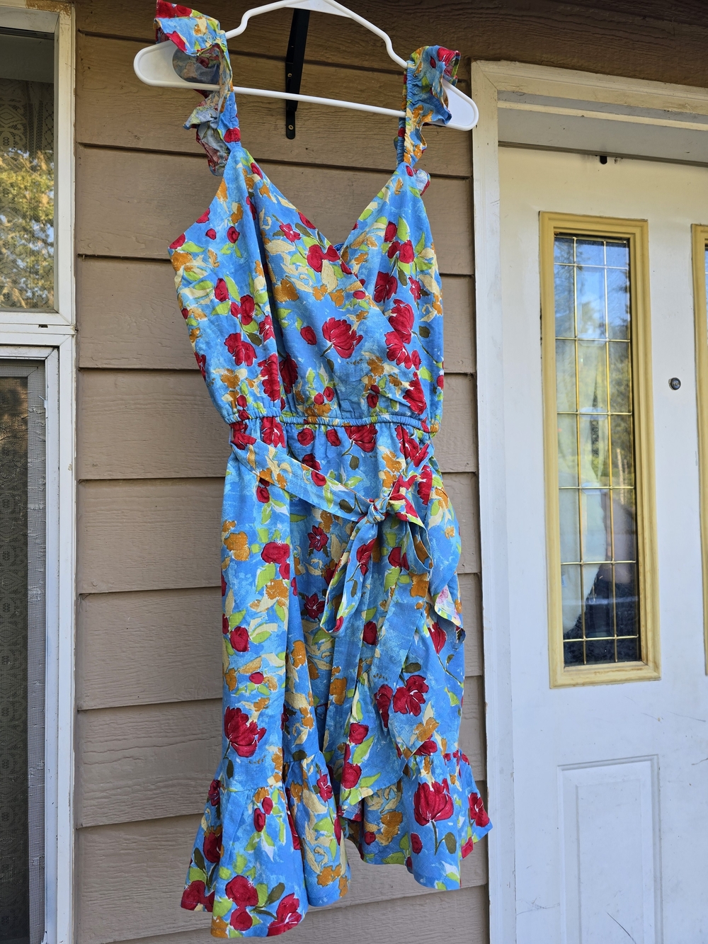 NWOT Lauren Conrad Floral Watercolor Faux Wrap Dress - L